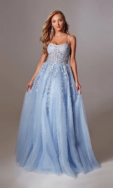 women's bow dressesLace-Up Long Prom Ball Gown: Aerie Couture 266