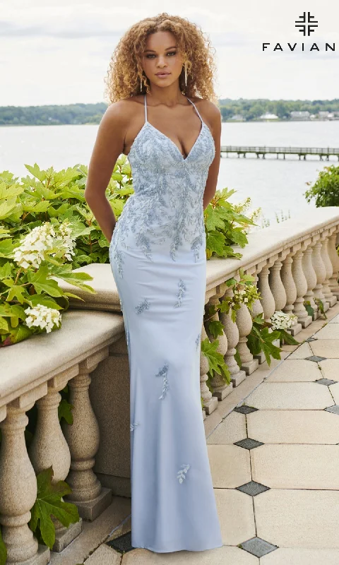 Neon DressBeaded Applique Long Faviana Prom Dress 11003