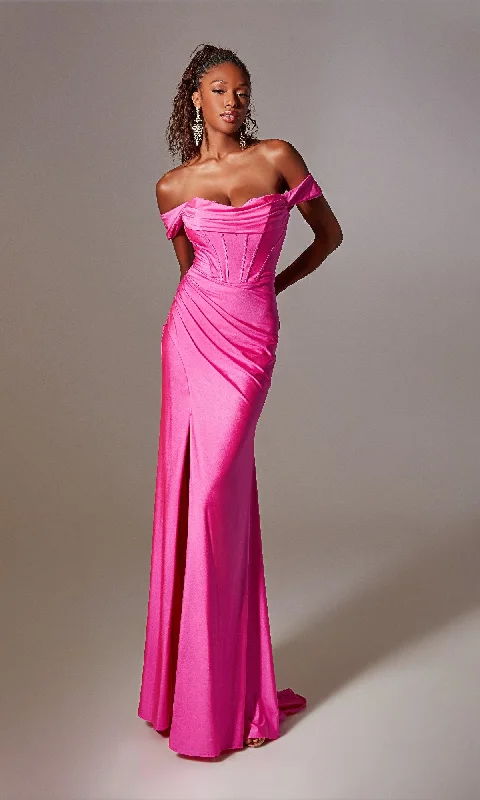 women's empire-line dressesOff-Shoulder Long Prom Dress: Aerie Couture 277