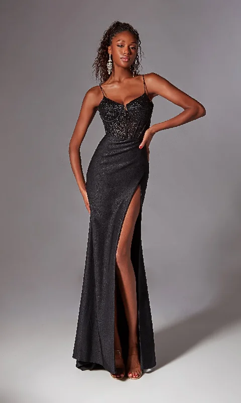 women's apple-shaped body dressesCorset-Bodice Long Prom Dress: Aerie Couture 269