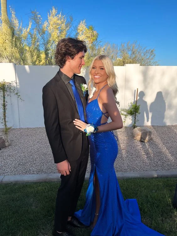 Leather DressGorgeous Royal Blue Prom Dress Long Mermaid Spaghetti-Straps Formal Gown  Y1860