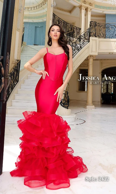 women's floral dressesLong Ruffle Mermaid Prom Dress: Jessica Angel 2422