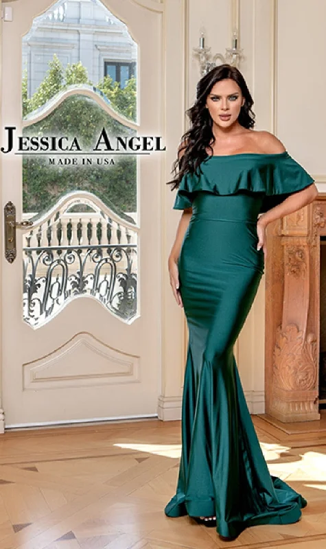 Flowy DressRuffled Off-Shoulder Prom Gown: Jessica Angel 768