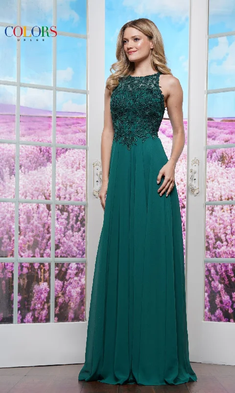 Button-Down DressHigh-Neck Long Prom Dress: Colors Dress 3440
