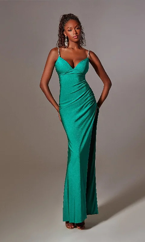 women's lace-up dressesBeaded-Straps Long Prom Dress: Aerie Couture 231