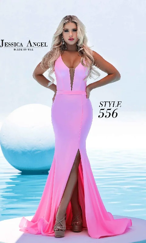 Peplum DressPlunging V-Neck Long Prom Dress: Jessica Angel 556