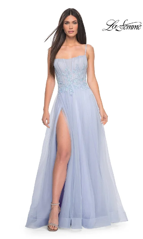 Asymmetric DressLa Femme A-Line Long Periwinkle Prom Dress 32293