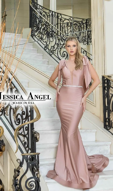 women's easy-to-wear dressesShoulder-Bows Long Prom Dress: Jessica Angel 819