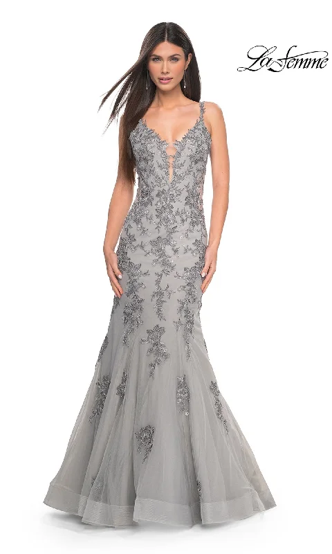 Body-Hugging DressLa Femme Backless Long Mermaid Prom Dress 32295