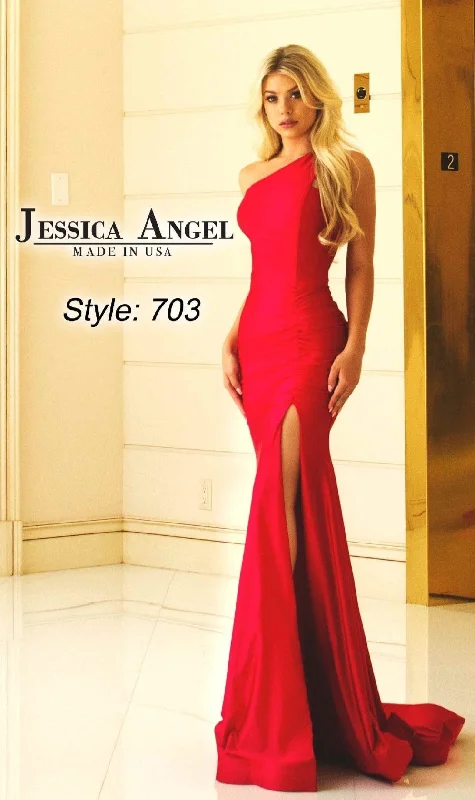 Ruffled Hem DressOne-Shoulder Long Prom Dress: Jessica Angel 703