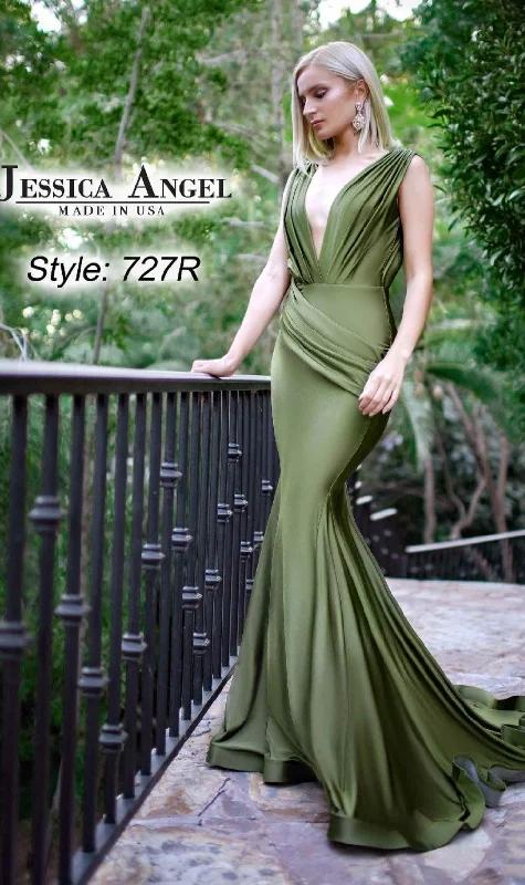Plunging Neckline DressSleeveless Long Prom Dress: Jessica Angel 727R