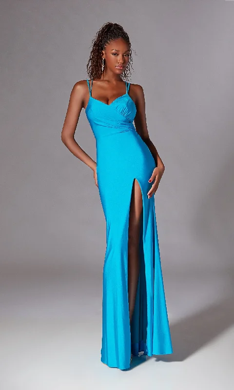 women's stretch dressesLace-Up Back Long Prom Dress: Aerie Couture 260