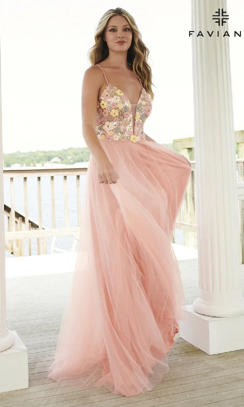 Floral DressFaviana Long Prom Dress with Sequin Floral 11001