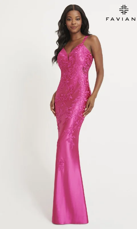 Plus-Size DressFaviana Tonal-Lace Long Prom Dress 11082