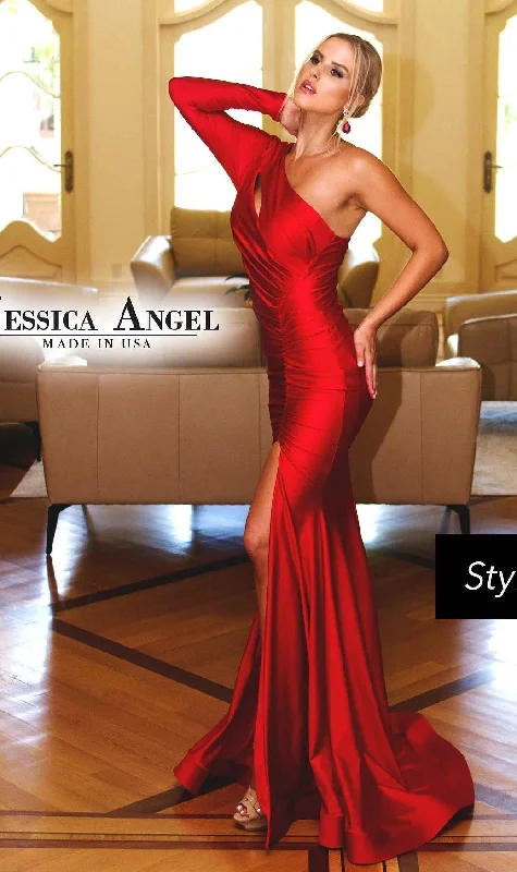 Asymmetric DressOne-Sleeve Long Prom Dress: Jessica Angel 711