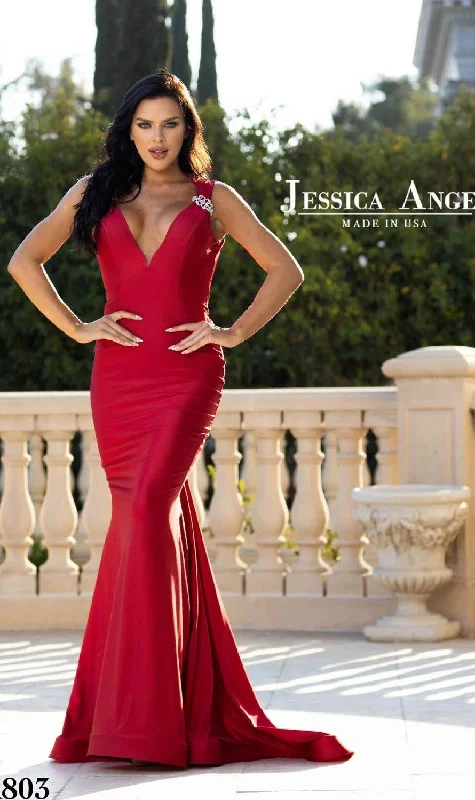 Sheath DressBackless Long V-Neck Prom Dress: Jessica Angel 803