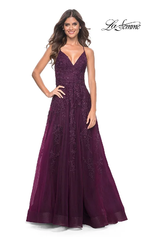 Cut-Out DressLa Femme Long Lace A-Line Prom Dress 32303