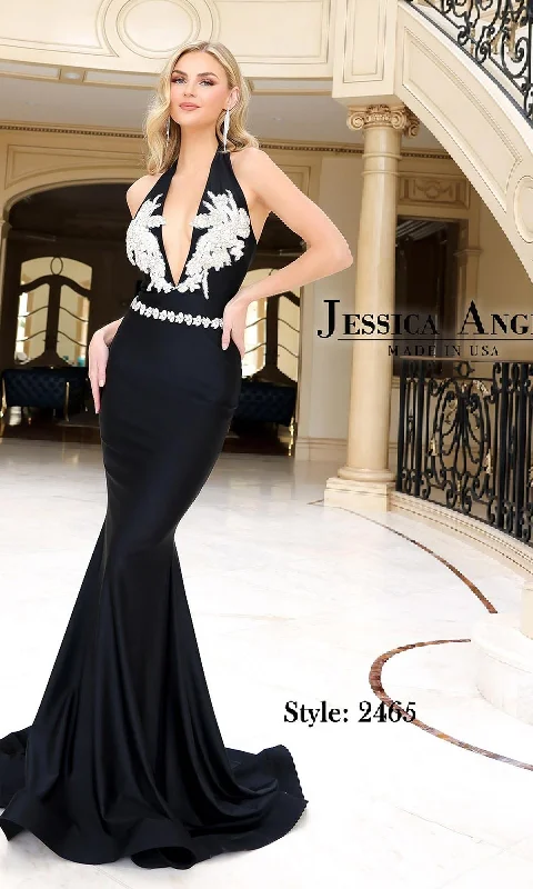 women's midi dressesV-Neck Long Halter Prom Dress: Jessica Angel 2465