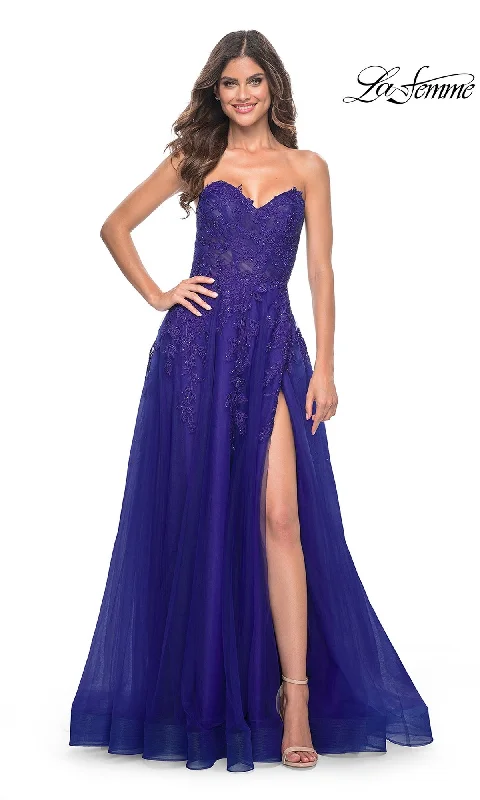 Beaded DressLa Femme Lace-Up Long Sweetheart Prom Dress 32304