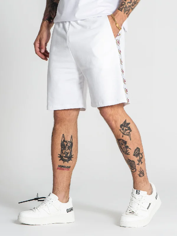 Men's Drawstring Pants for AdjustabilityWhite Retro Shorts