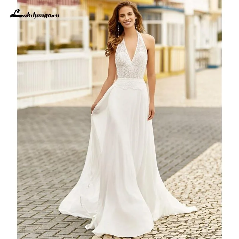 women's statement dressesRoycebridal Halter Neck Ivory Wedding Dresses Chiffon Deep V Neck women's statement dressesRoycebridal Halter Neck Ivory Wedding Dresses Chiffon Deep V Neck