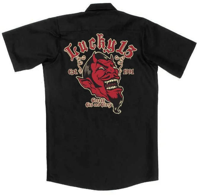 Breathable Men's Linen ShirtsThe GREASE, GAS & GLORY Shop Shirt - BLACK