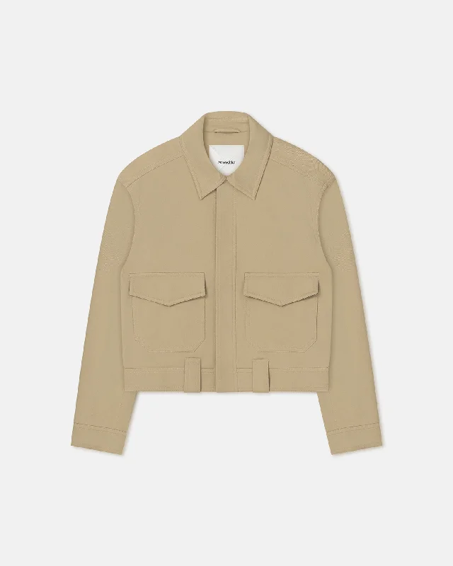 Waterproof Men's ParkasRuben - Cropped Cavalry Twill Jacket - Pebble