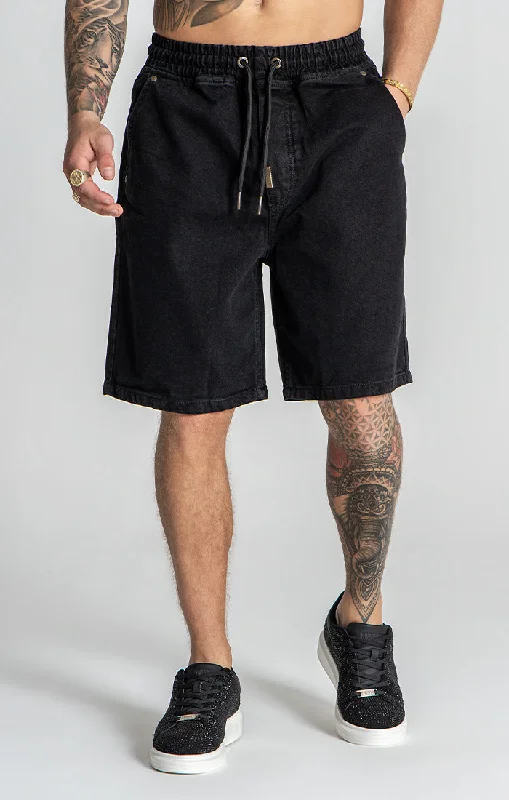Men's Denim Shorts for SummerBlack Elastic Waist Shorts