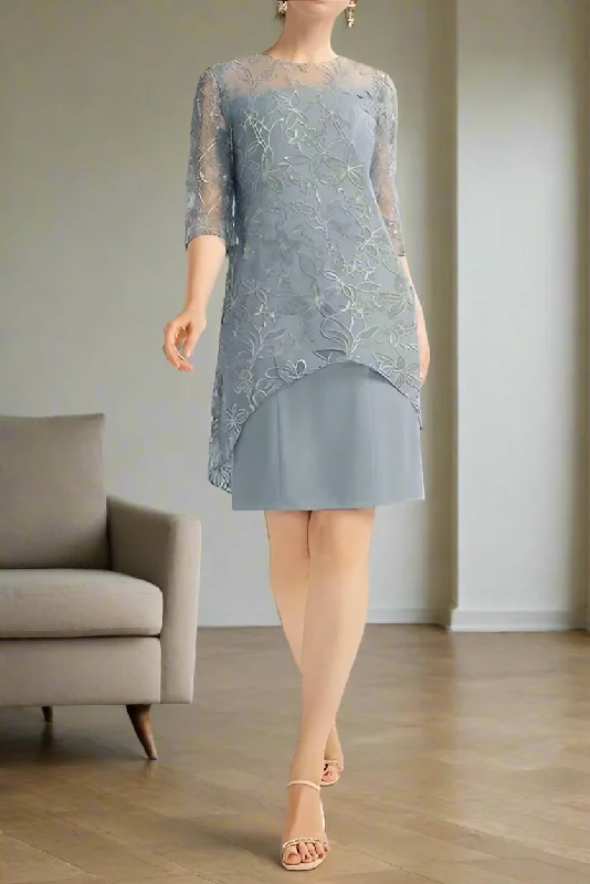 women's cotton dressesElegant Chiffon Half Sleeves Mother of the Bride Dress