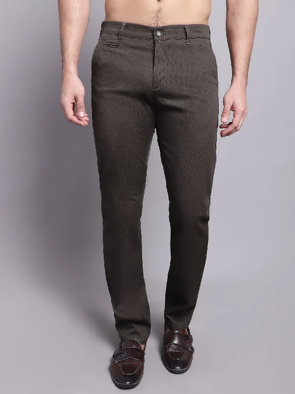 Casual Men's ChinosMen's Casual Flat front Military Green  Trousers