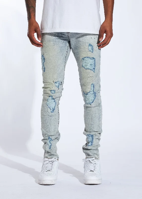Men's Jeans with Fashionable RipsPresto Denim (Light Paint)