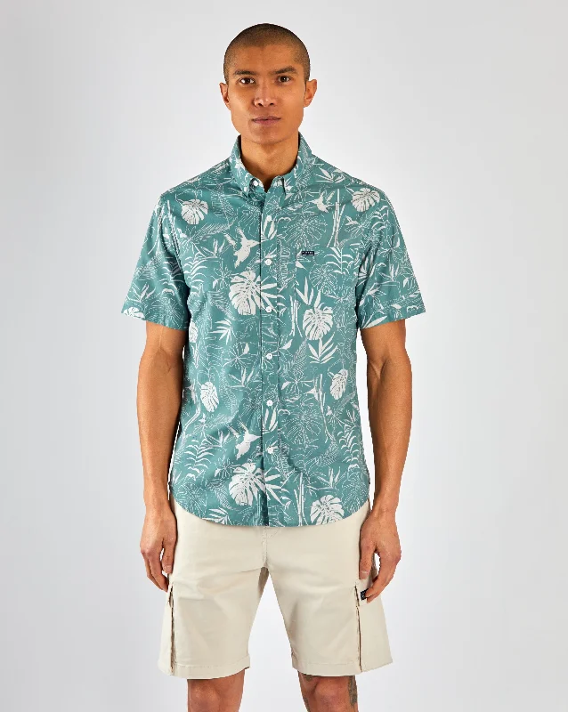 Layered Men's Henley ShirtsGarner SS Shirt Dark Forest Print