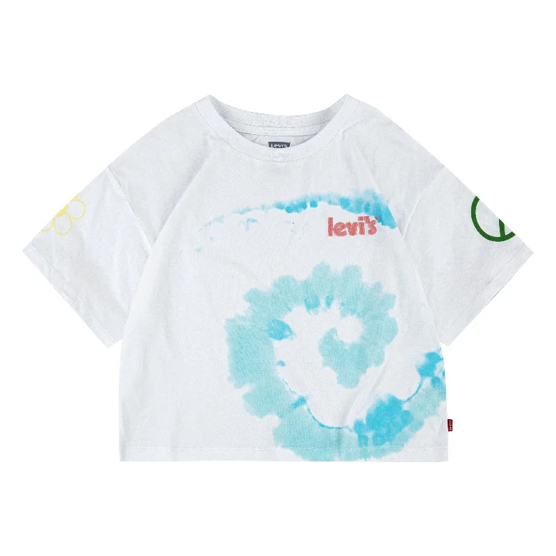 Men's Shirts with Embellished SleevesWhite Tie Dye Logo T-Shirt