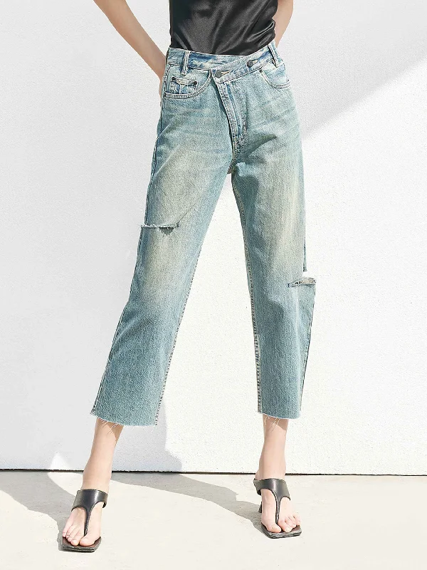Jeans for Men with a Athletic BuildHOT SALE Cotton Cut-out Jeans