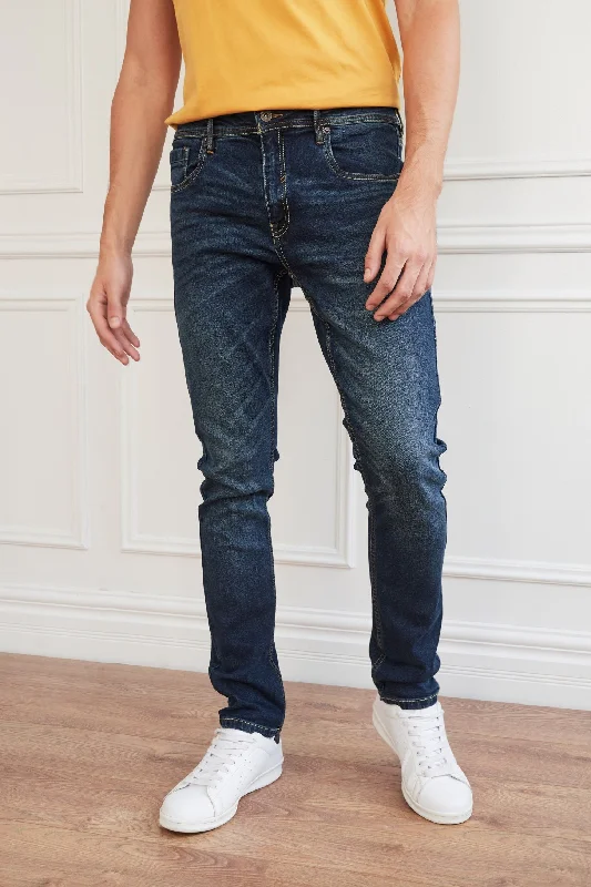 Yoked Back Men's JeansJeans bleu foncé coupe étroite - Homme