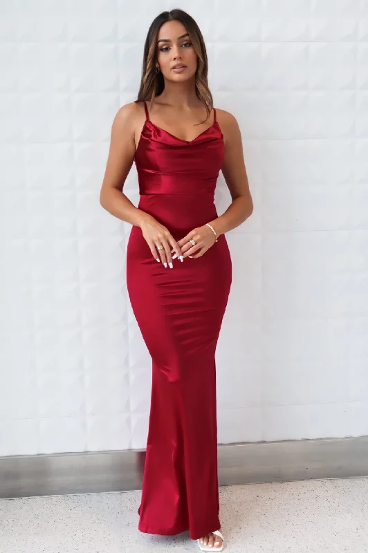 women's statement dressesHollywood Formal Gown - Wine Red