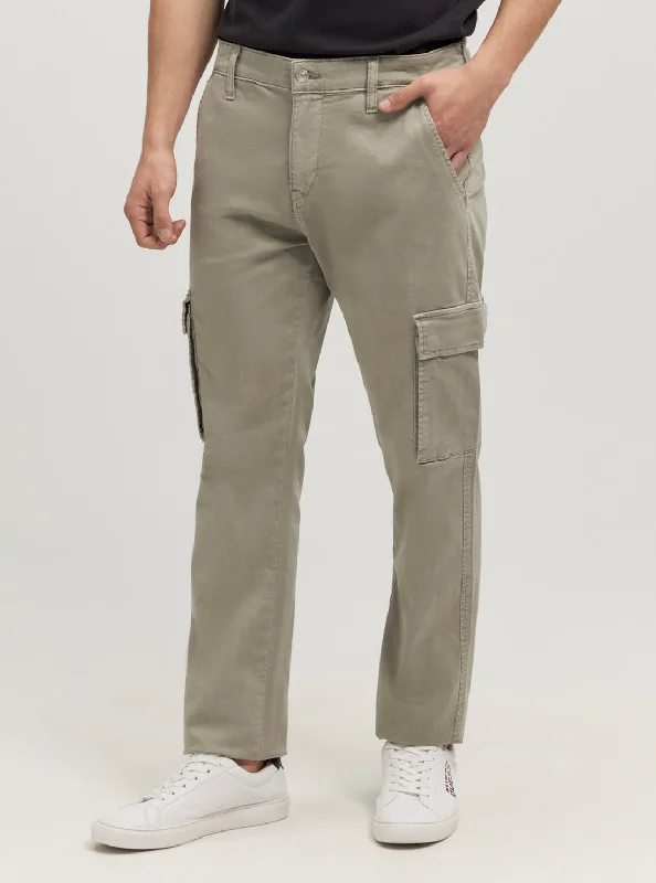 Men's Pants with SuspendersKhaki Sateen Coated Cargo Pants