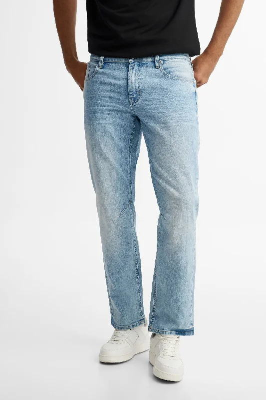 Stylish Men's JeansJeans 5 poches délavé jambe droite - Homme