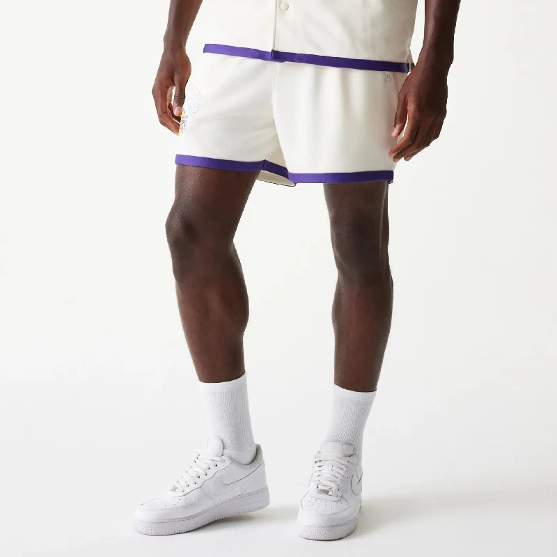 Men's Pants with Wrinkle-Resistant FabricLA Lakers NBA Team Logo Open White Shorts