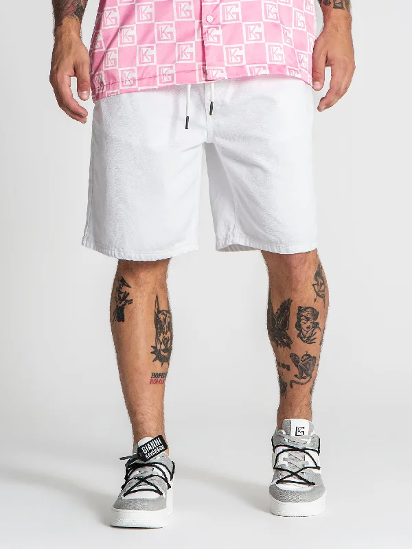 Men's Dress Pants for Special OccasionsWhite GK Elastic Waist Shorts