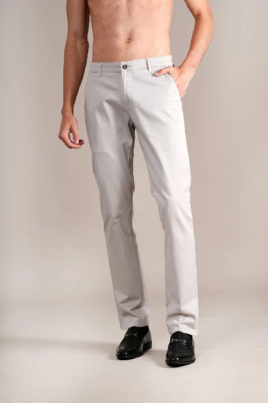 Men's Sweatpants for LoungingMen's Silver Non-Pleated Casual Trouser