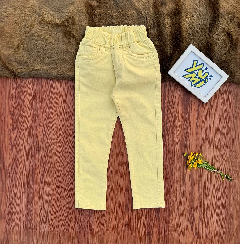 Rip and Tear Men's JeansGirls’ Yellow Elastic Waist Pants - Comfortable & Stylish