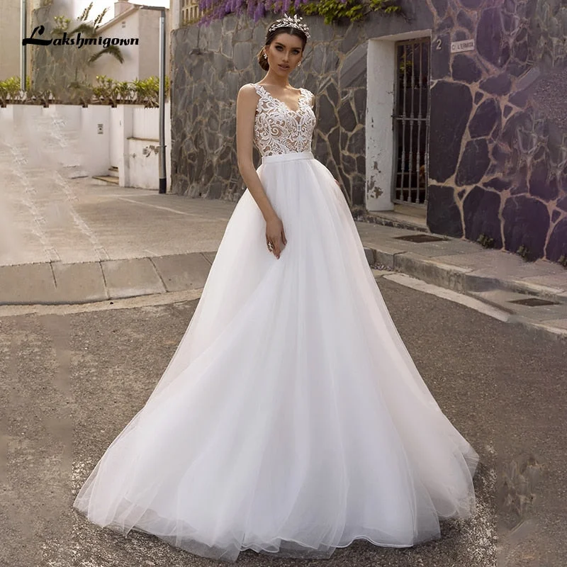 Plus-Size DressRoycebridal Lakshmigown Simple Tulle Boho Wedding Dresses 2021 Robe Mariee V Neck Sweep Train A-line Lace Bridal Gowns vestido de novia Plus-Size DressRoycebridal Lakshmigown Simple Tulle Boho Wedding Dresses 2021 Robe Mariee V Neck Sweep Train A-line Lace Bridal Gowns vestido de novia