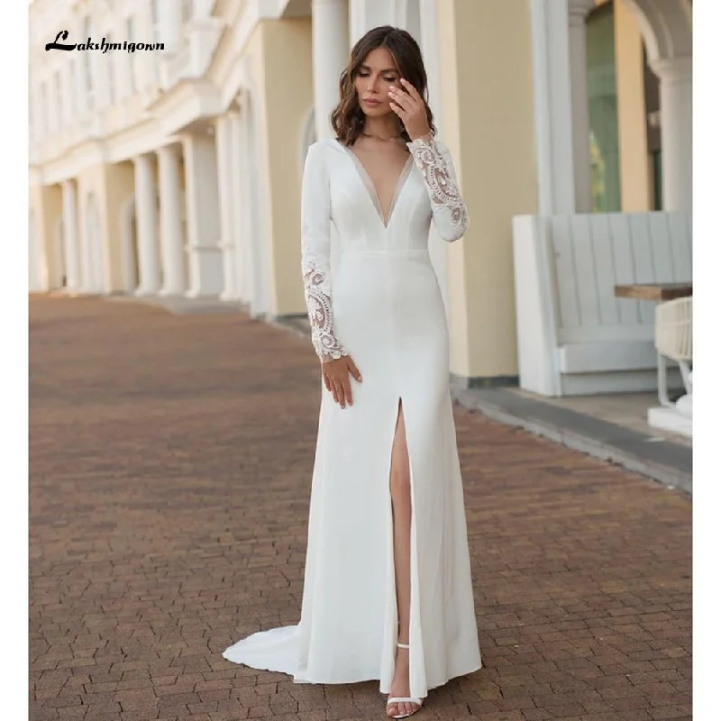 women's minimalist dressesRoycebridal Long Sleeve Split Backless Lace Wedding Dresses women's minimalist dressesRoycebridal Long Sleeve Split Backless Lace Wedding Dresses