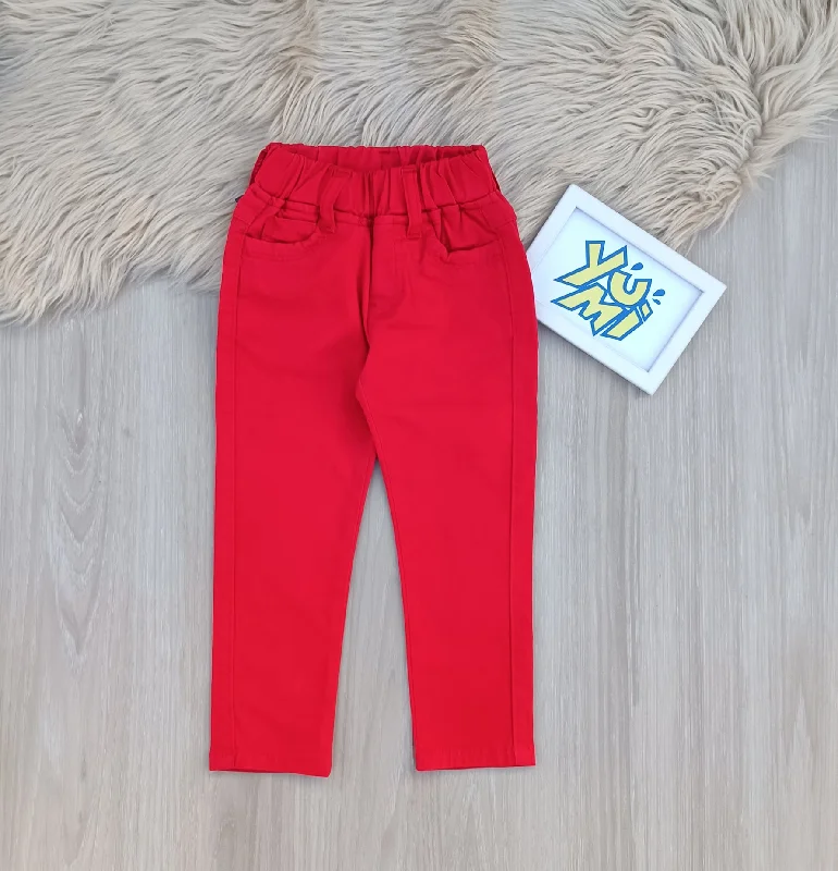 Unique Men's Jeans DesignsComfy Red Cotton Twill Pants for Girls