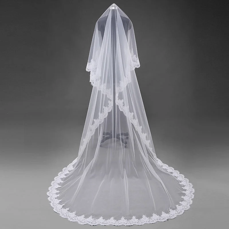 women's high-low dressesSiaoryne LP0925 Lace Bridal Veils wedding veil 3M