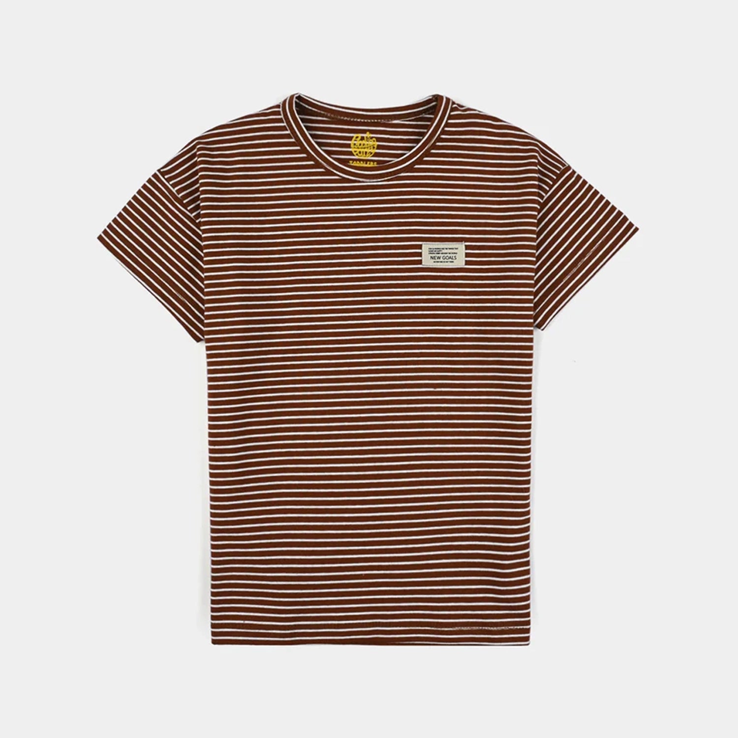 Men's Shirts with Elastic WaistbandsBoys Yarn Dyed T-Shirt H/S NEW GOAL-D.Brown