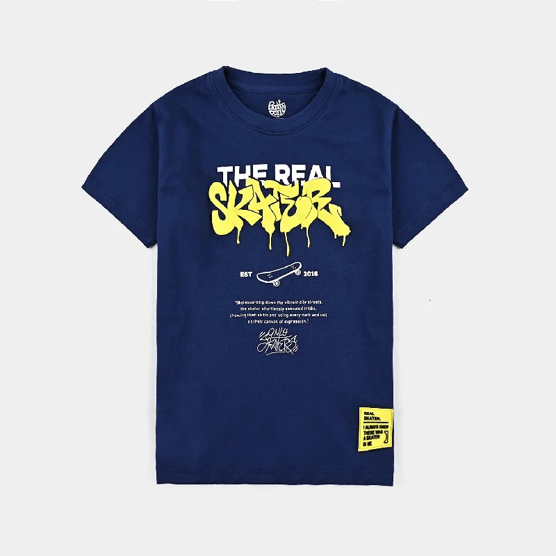 Men's Shirts with Barrel CuffsBoys Cotton Jersey T-Shirt H/S The Real Skater-Navy Blue Men's Shirts with Barrel CuffsBoys Cotton Jersey T-Shirt H/S The Real Skater-Navy Blue