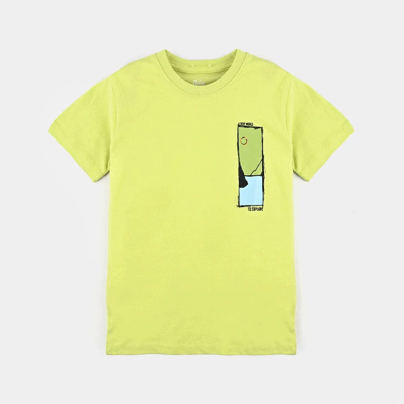 Men's Shirts with Patchwork SleevesBoys Cotton Jersey T-Shirt H/S Explorer-Green
