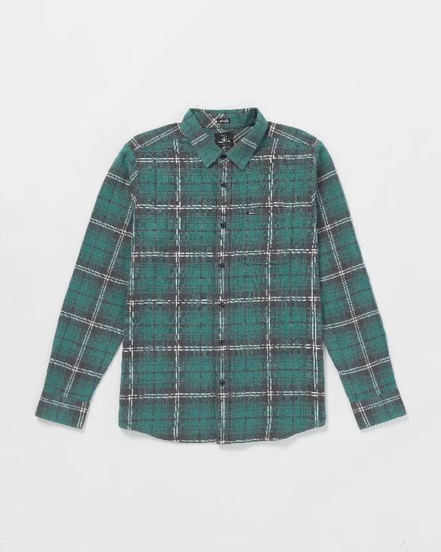 Zip-Fly Men's JeansCaden Plaid Long Sleeve Shirt - Sea Green